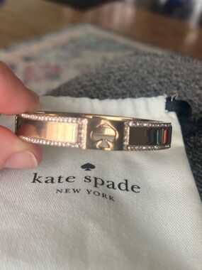 kate spade Rose Gold Tone Crystal-Trim Buckle Bangle